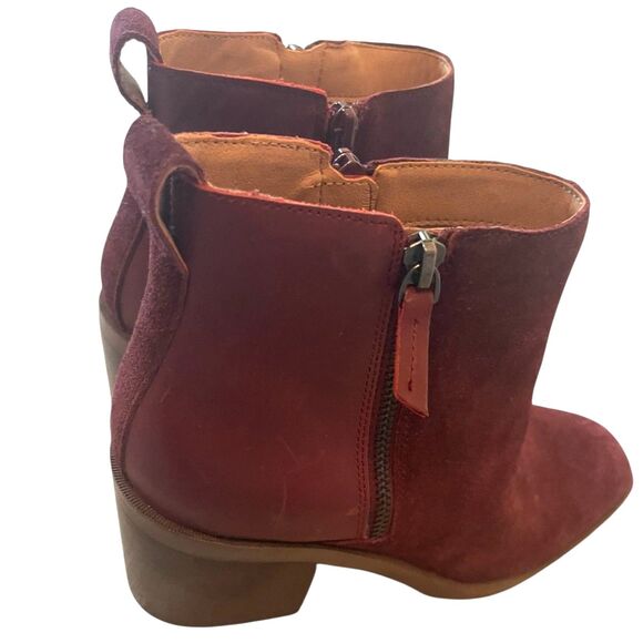 Crown Vintage Womens Suede Leather Burgundy Booties 8.5 Heel Zipper Classic - Picture 7 of 14